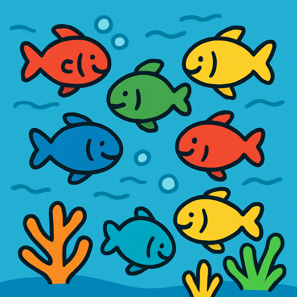 Rainbow Fish School Adventure paint by numbers