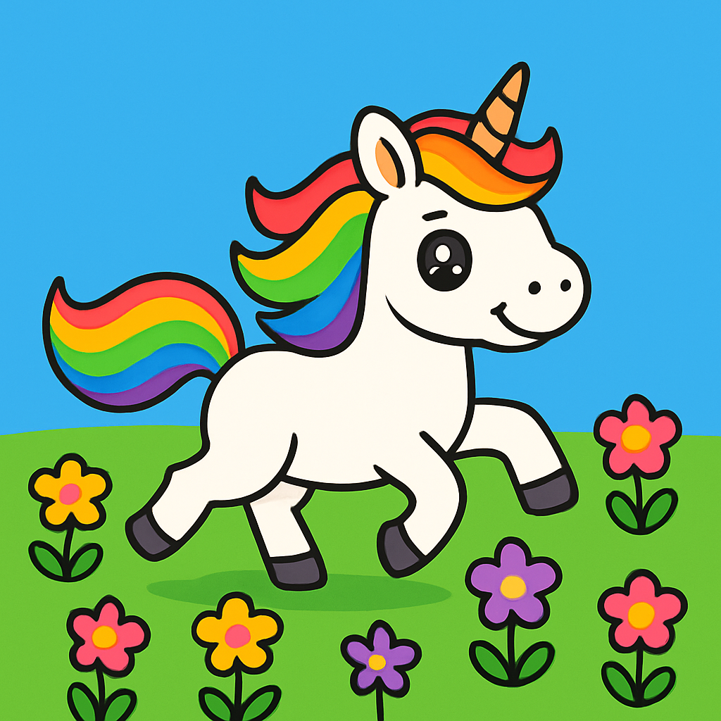 Magical Unicorn Meadow paint by color