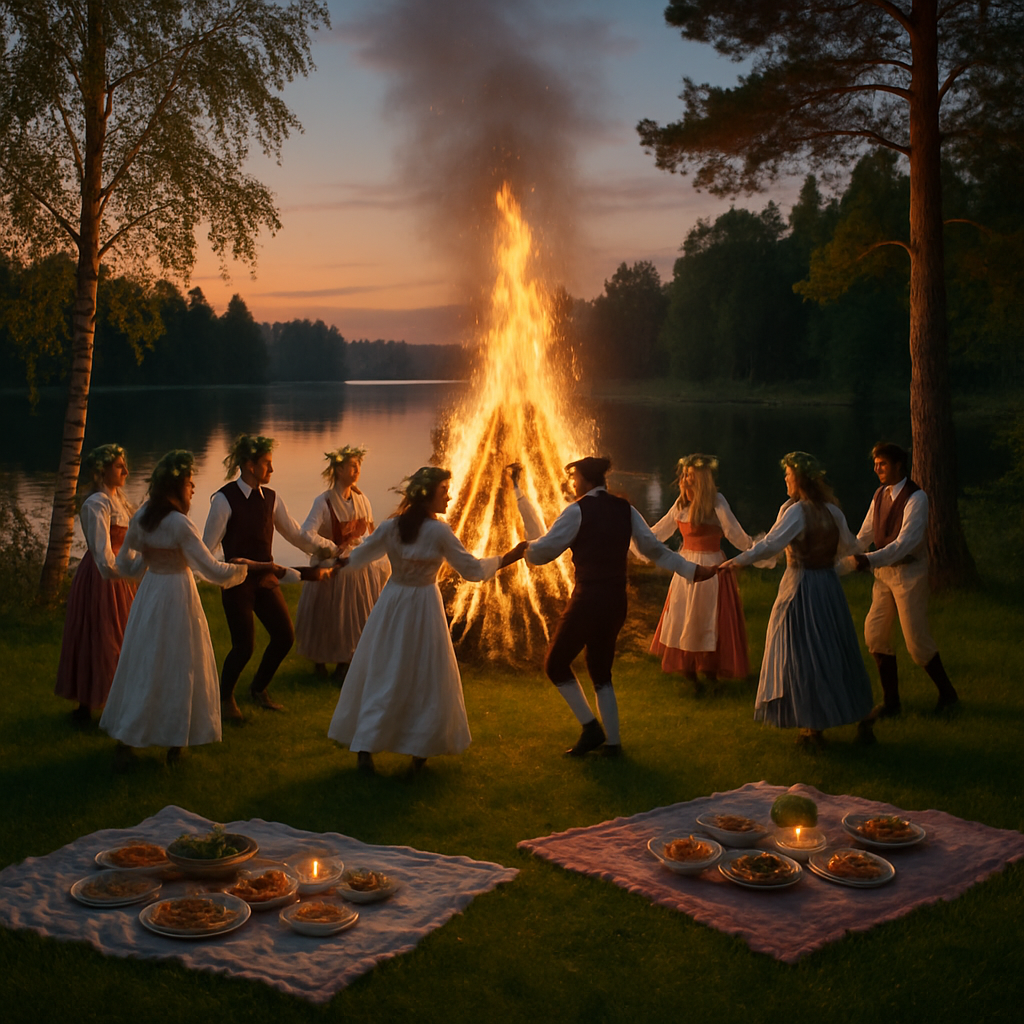 Midsummer Bonfire In Sweden Paint by numbers kits