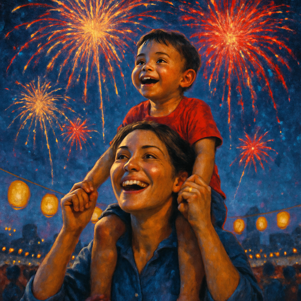 Festival Fireworks Embrace Paint by numbers art