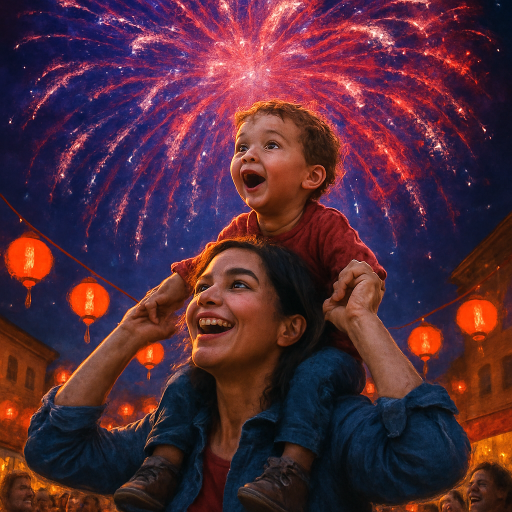 Festival Fireworks Lift Number painting