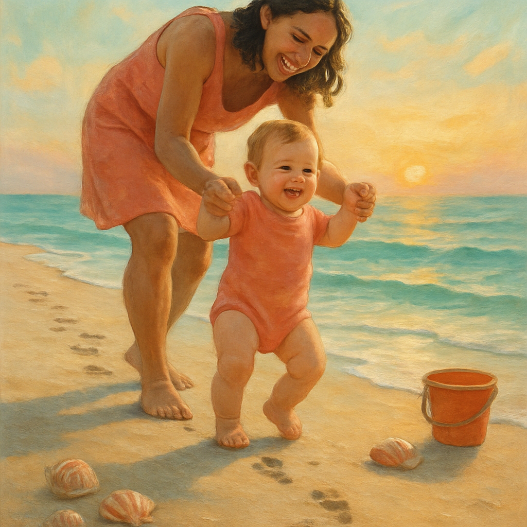 First Steps On Sandy Shore paint by color