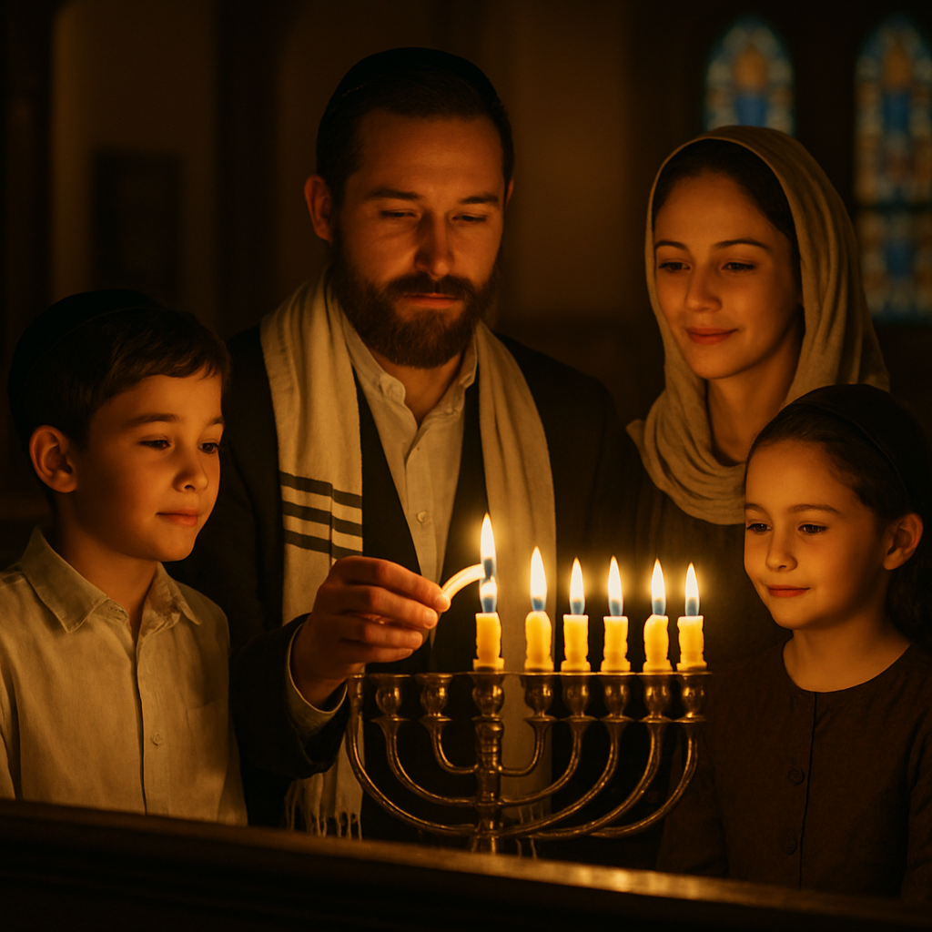 Hanukkah Candle Lighting Ceremony At Synagogue DIY paint by numbers