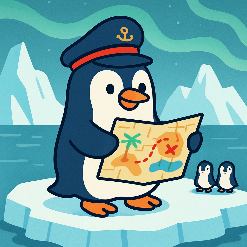 Captain Penguin And The Ice Map paint by numbers