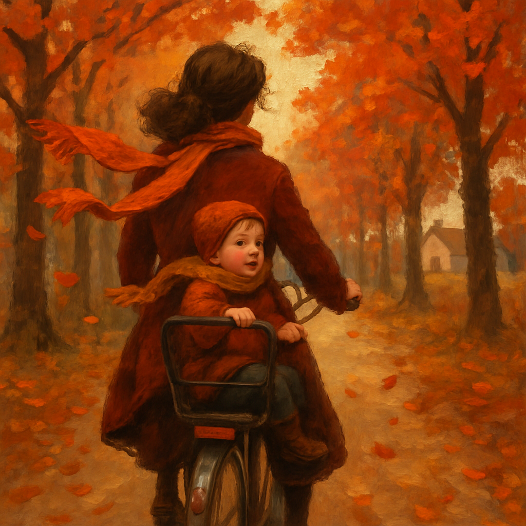 Bicycle Ride Through Maple Lane Paint by numbers kits