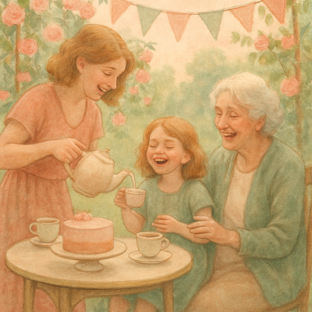 Garden Tea Party Two Generations Number painting