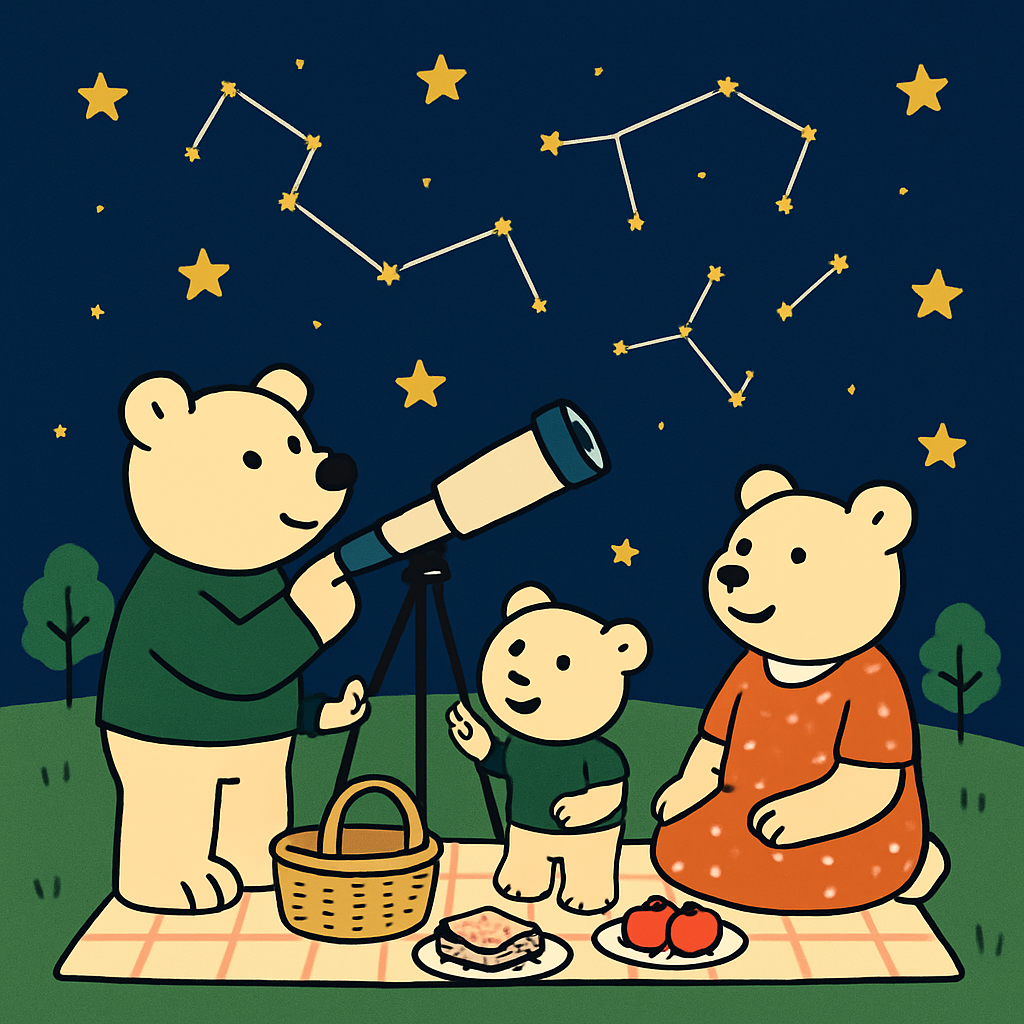 Stargazing Bear Picnic Paint by numbers art