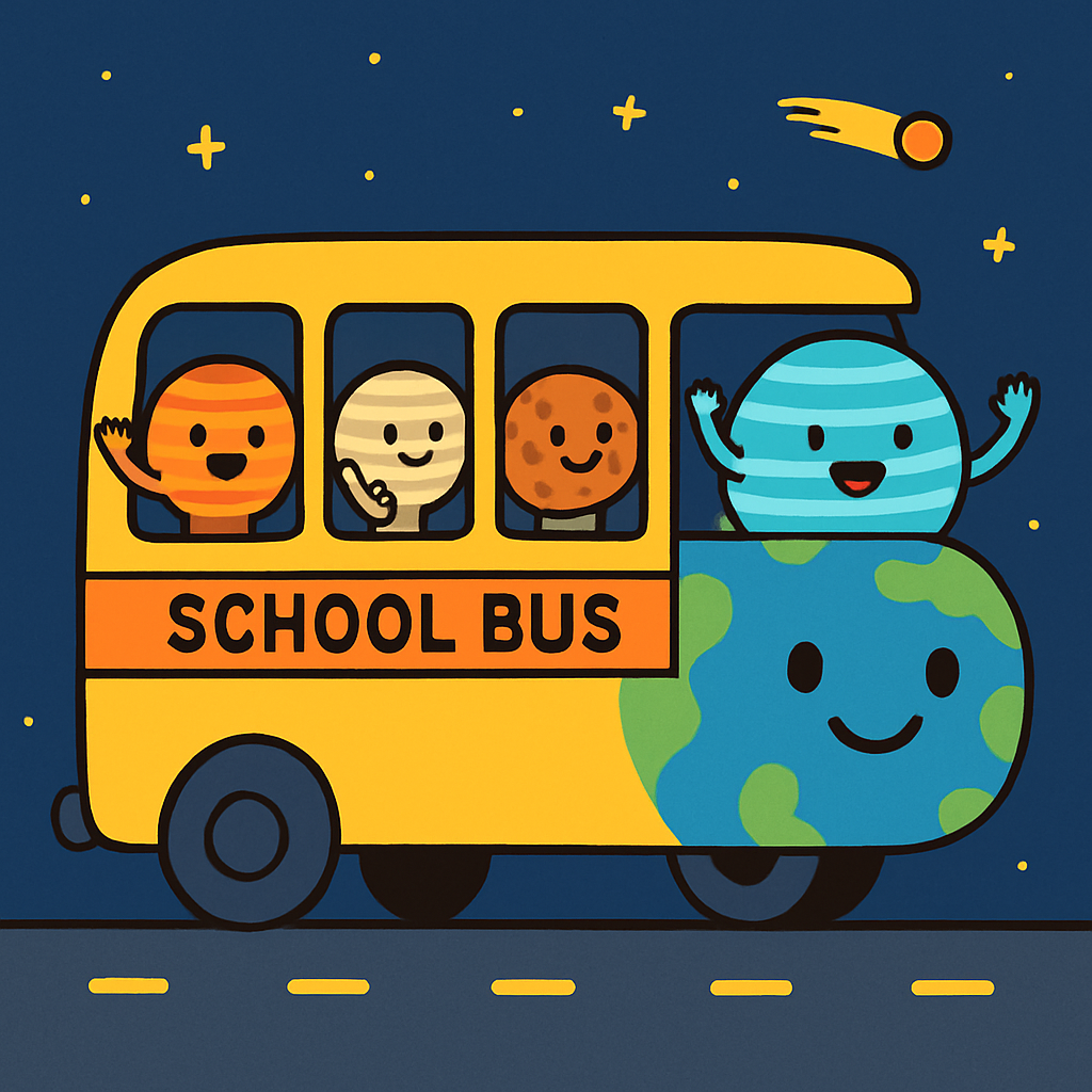 Solar System School Bus Paint by numbers art