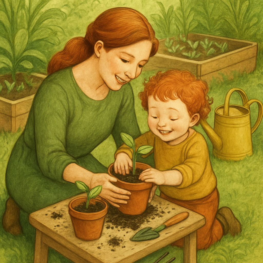 Backyard Garden Potting Lesson DIY paint by numbers