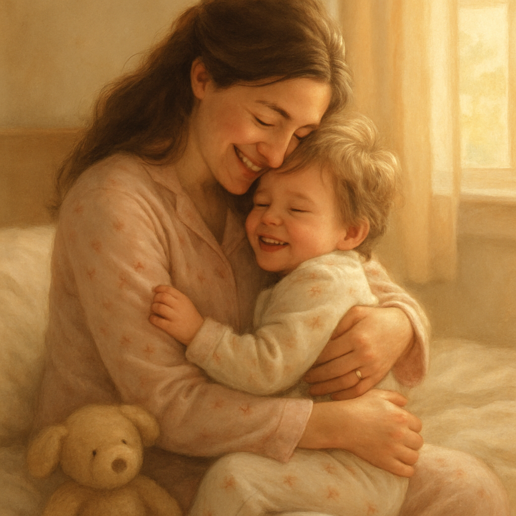 Morning Cuddle In Cozy Pajamas paint by color