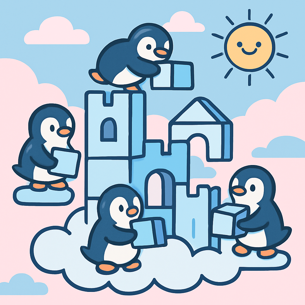 Cloud Castle Penguins paint by color