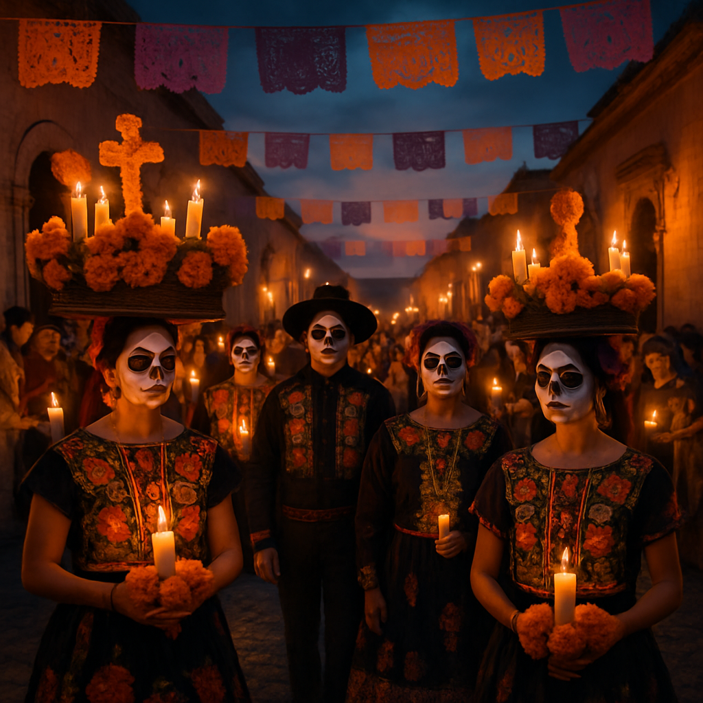 Dia De Los Muertos Procession In Oaxaca paint by color