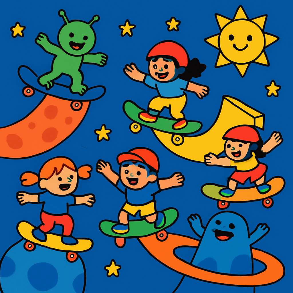 Solar System Skatepark paint by number