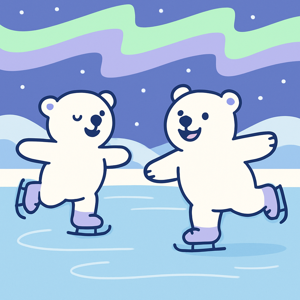 Aurora Ice Skating Bears paint by number