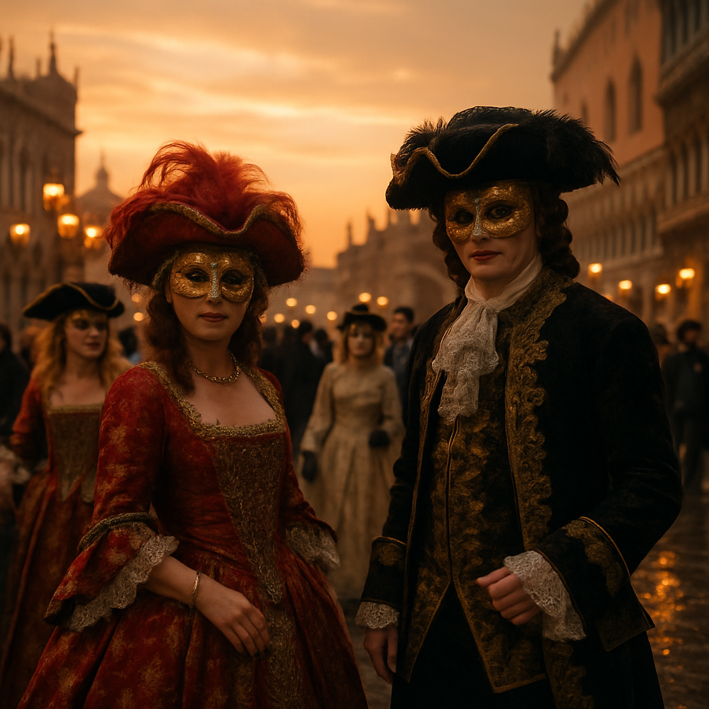 Venetian Carnival Masked Revelers Number painting