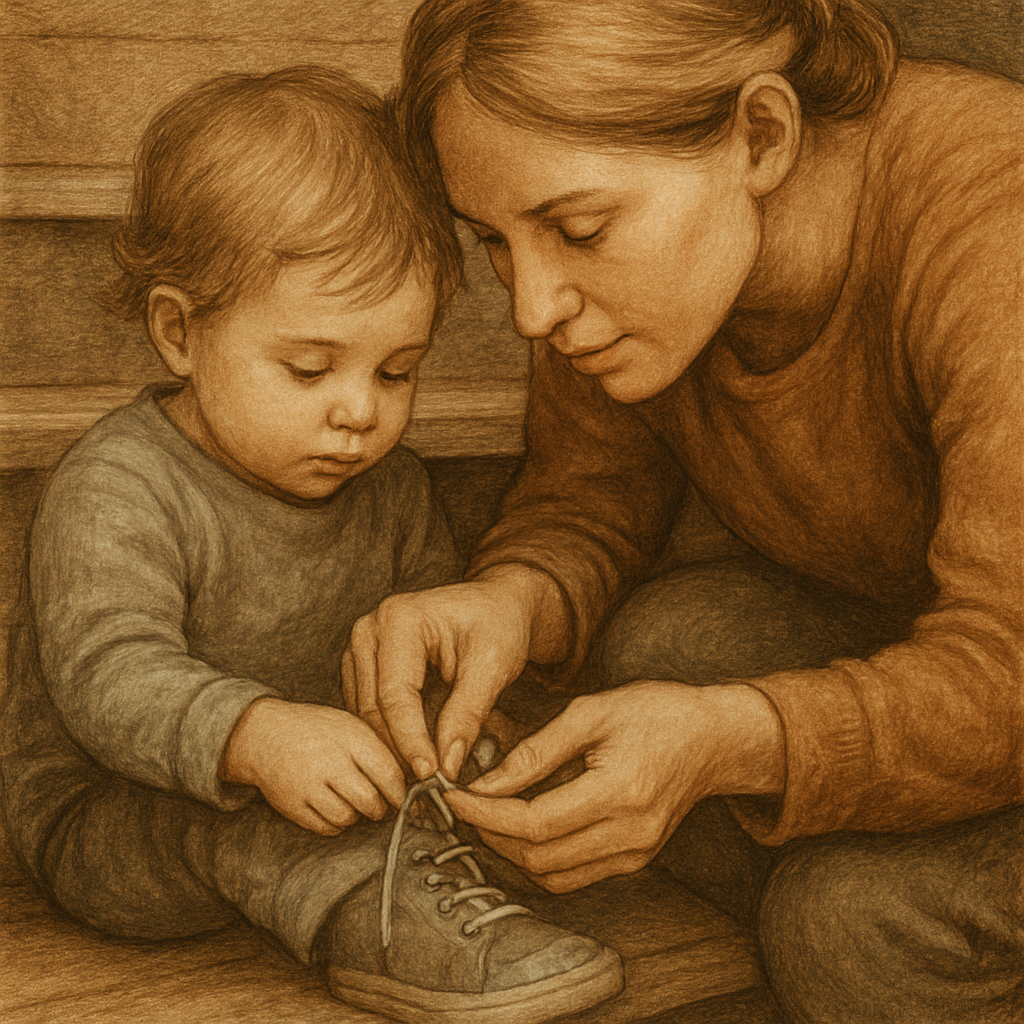 Learning To Tie Shoes Number painting