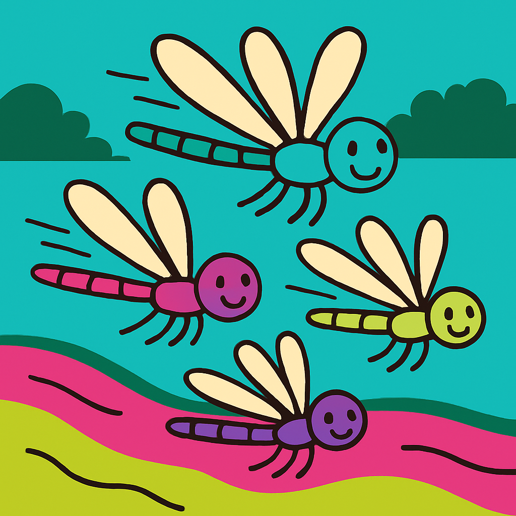 Rainbow River Dragonfly Race Numbered painting kits