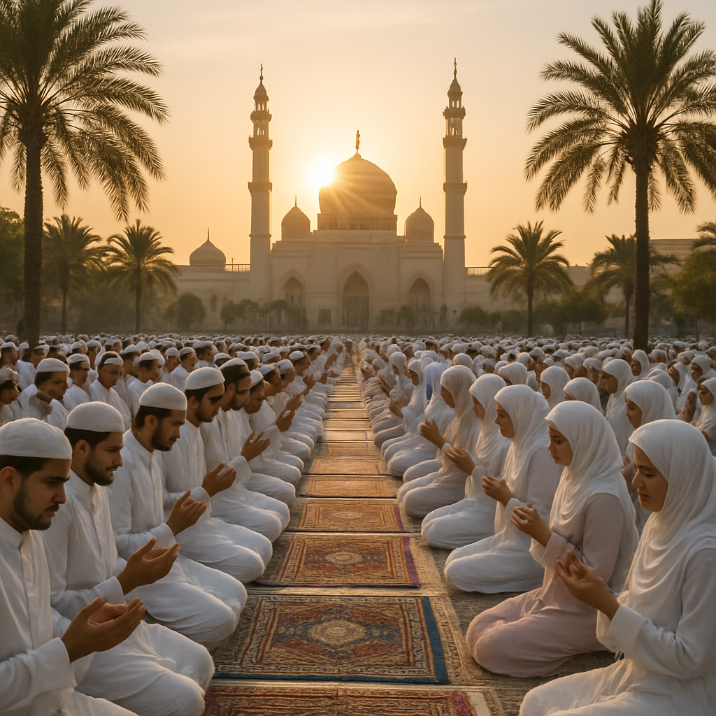 Eid Al-Fitr Prayer Gathering At Sunrise Number painting