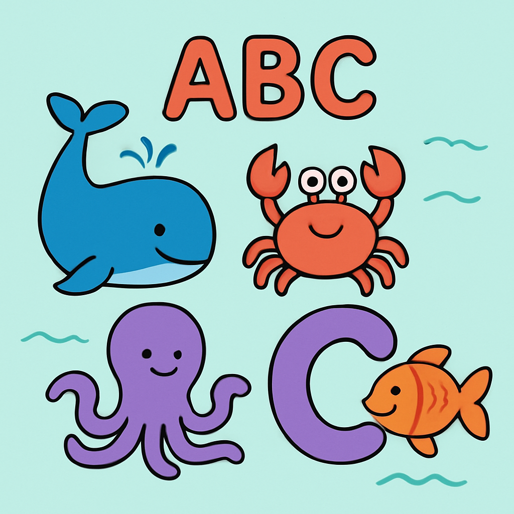 Ocean Alphabet Parade paint by numbers