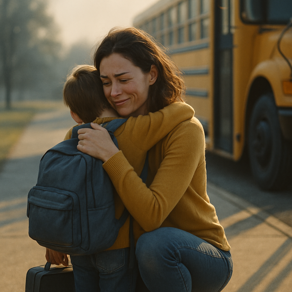 Farewell Hug At Bus Stop paint by color