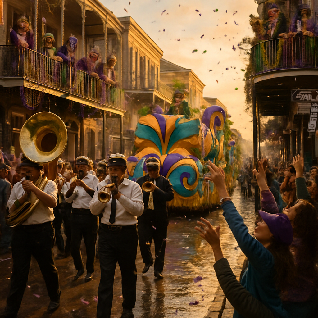 Mardi Gras Bead Toss paint by numbers