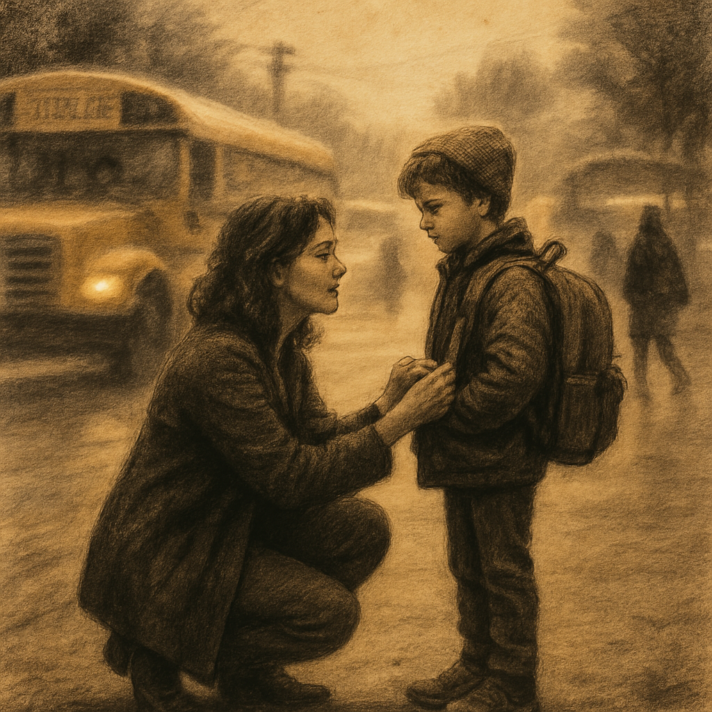 Goodbye At The Bus Stop paint by color