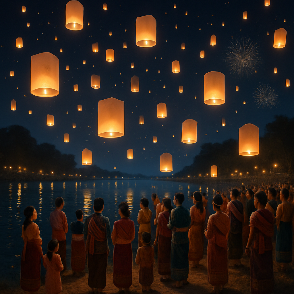 Lantern Festival On The Mekong River Paint by numbers art