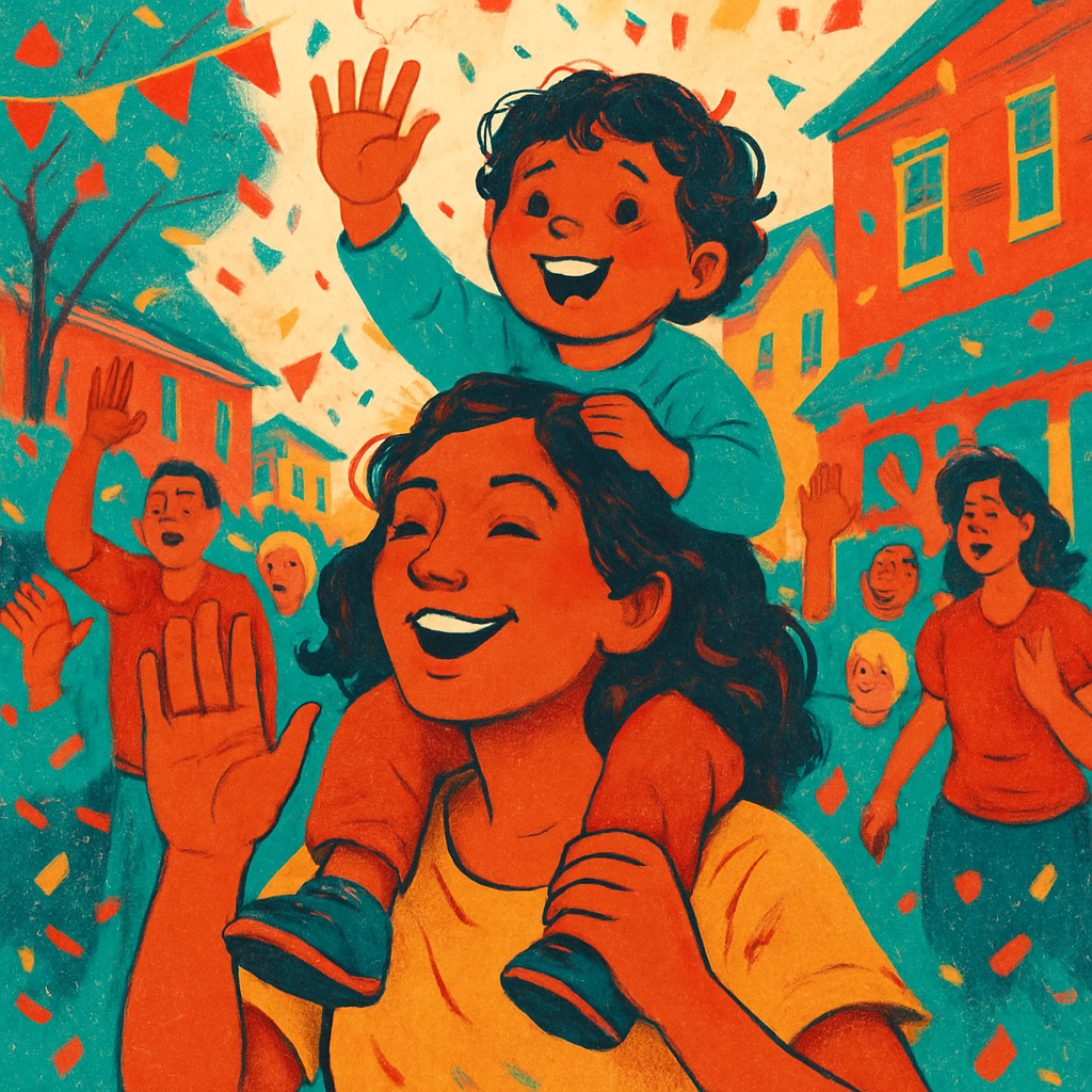 Riding On Shoulders Parade paint by number