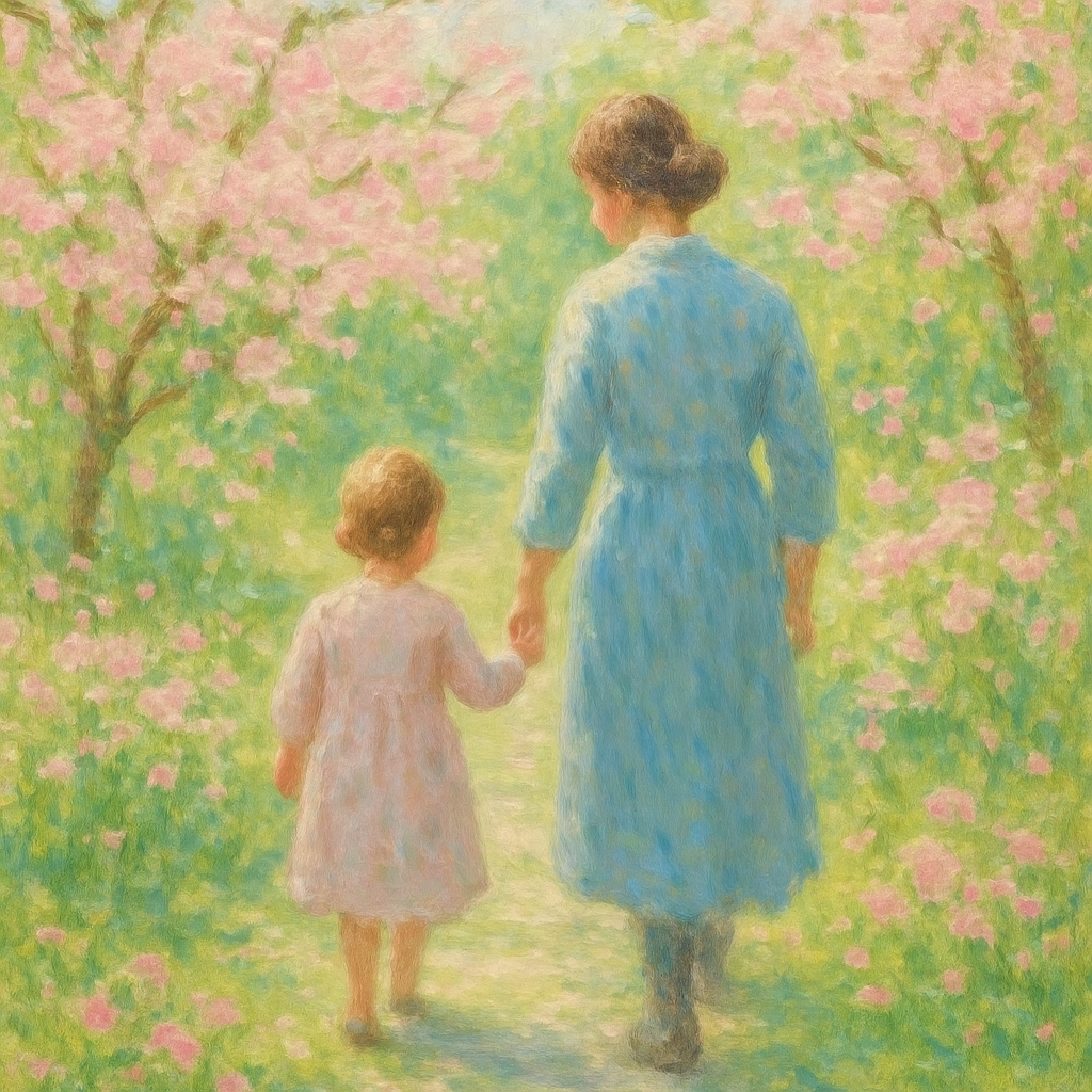 Garden Walk Holding Hands Number painting