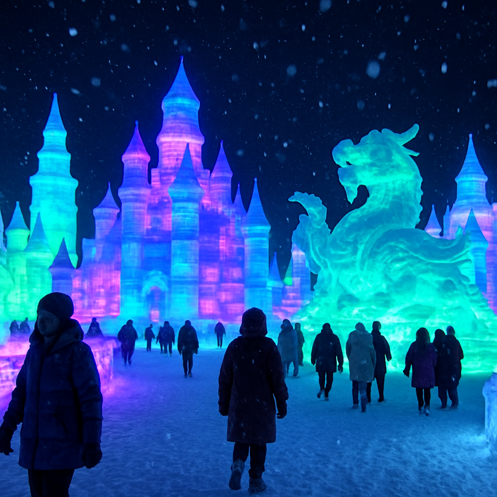 Harbin Ice And Snow Festival Night Sculptures paint by color