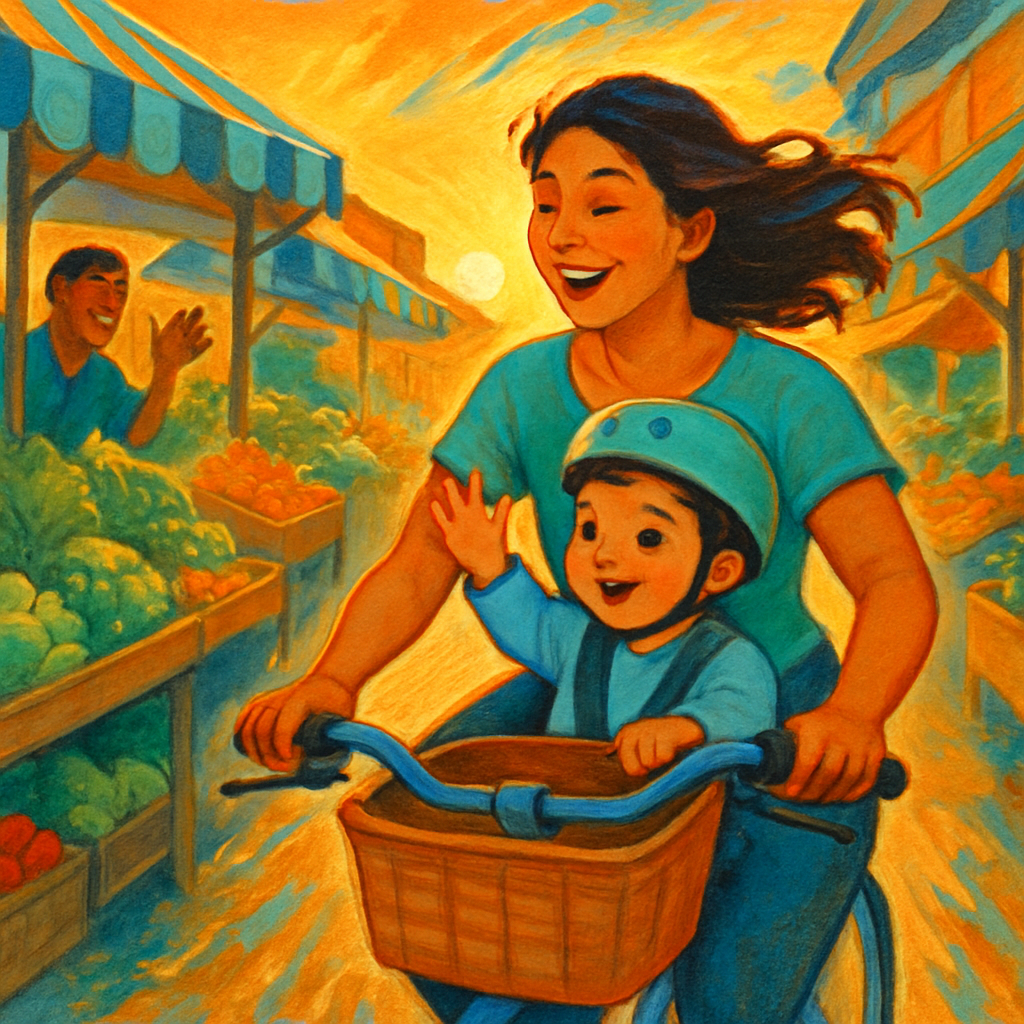 Sunrise Market Bike Ride paint by numbers