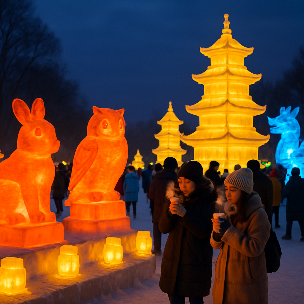 Harbin Ice Lantern Festival Twilight Painting by numbers kit