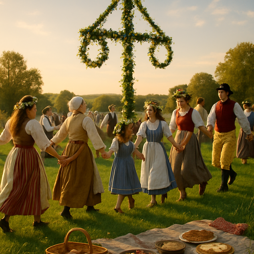 Midsummer Celebration In Sweden paint by numbers