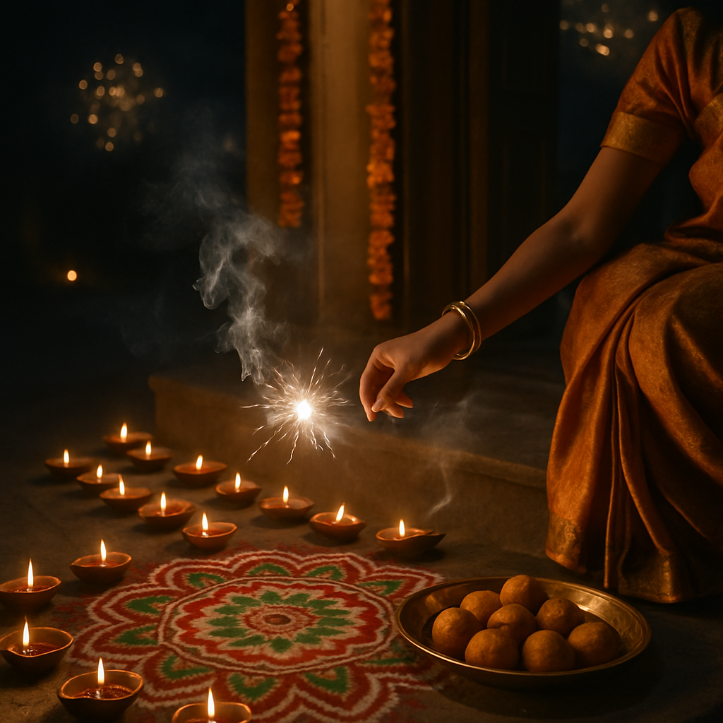 Diwali Diyas On A Doorstep paint by color