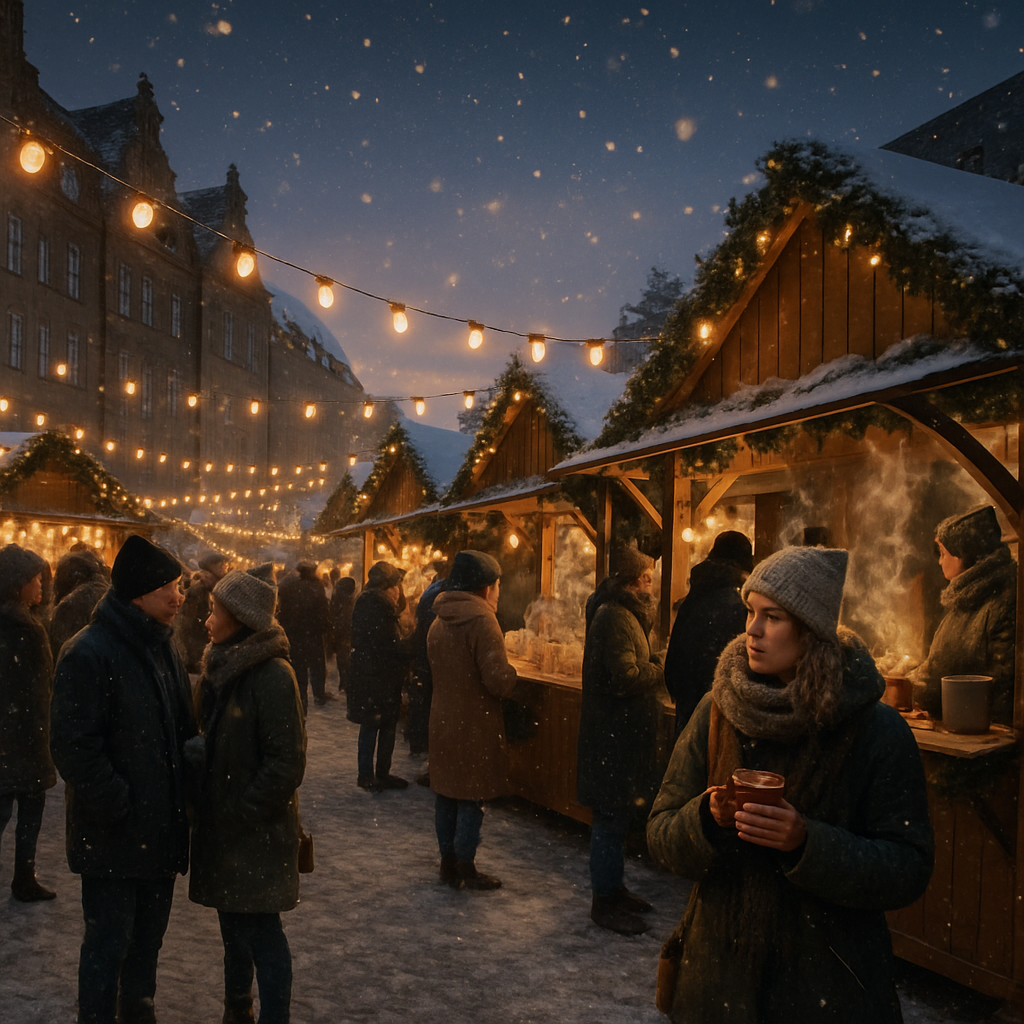 Christmas Market At Dusk Painting by numbers kit