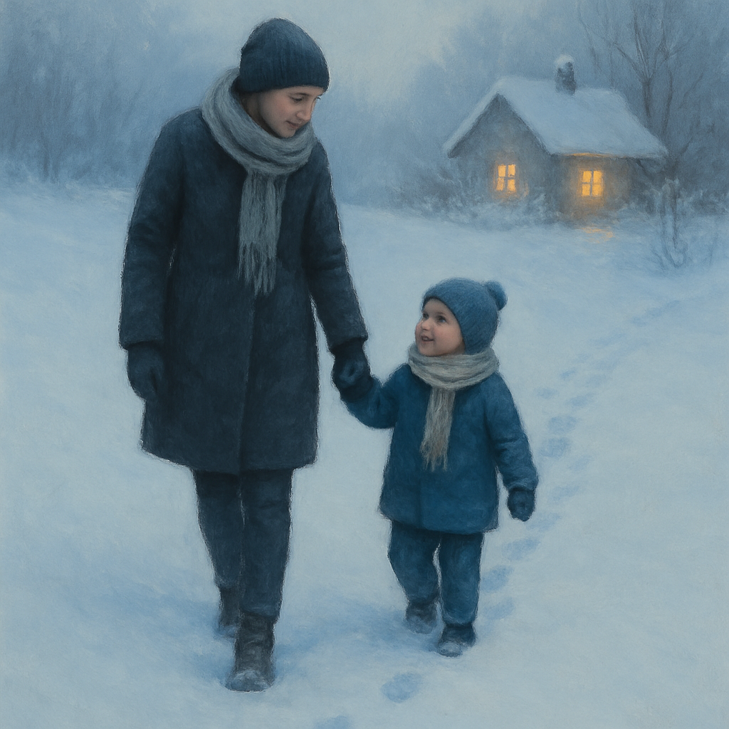 Footprints In Snow Together paint by color