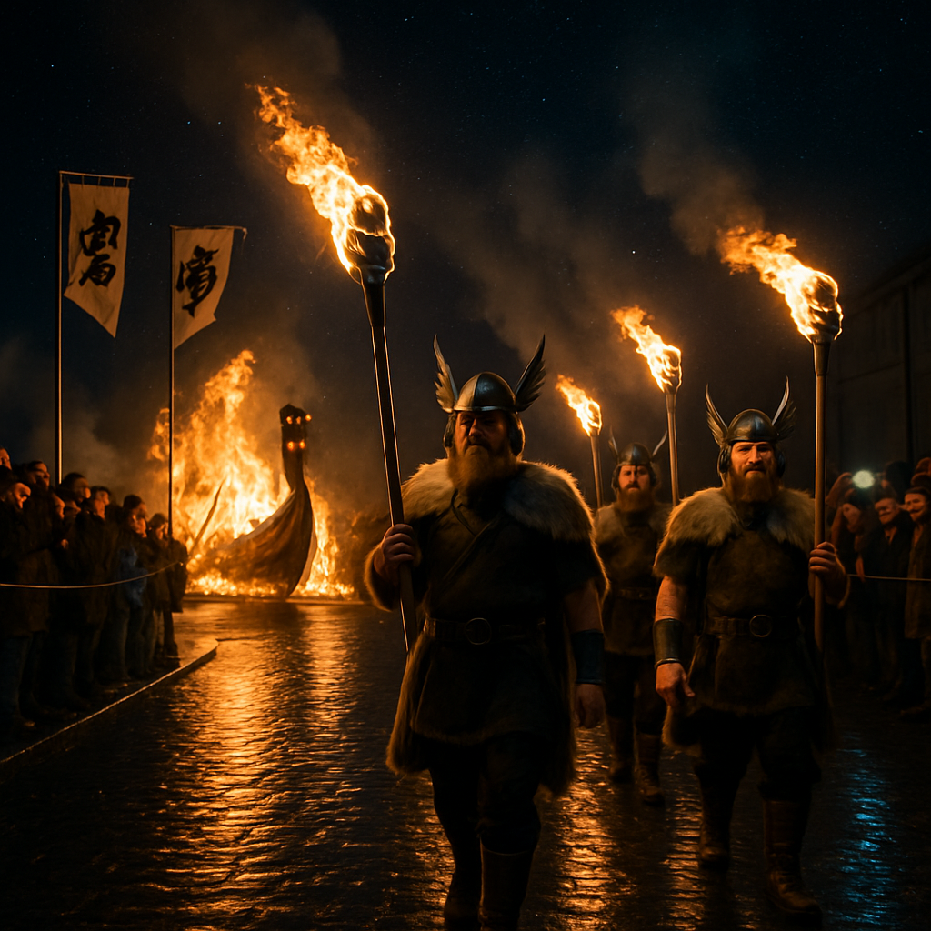 Midnight Bonfire At Up Helly Aa Shetland paint by number