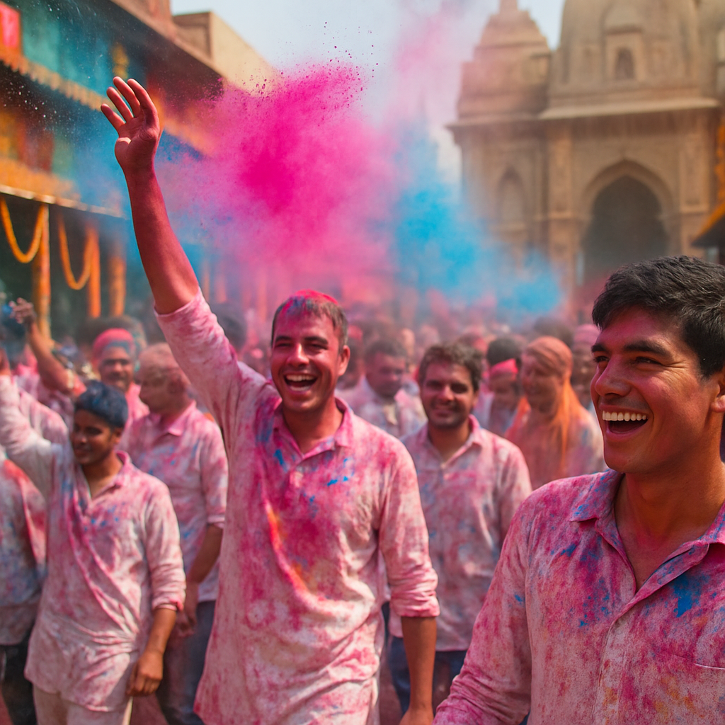 Holi Festival Mathura Street Paint by numbers art