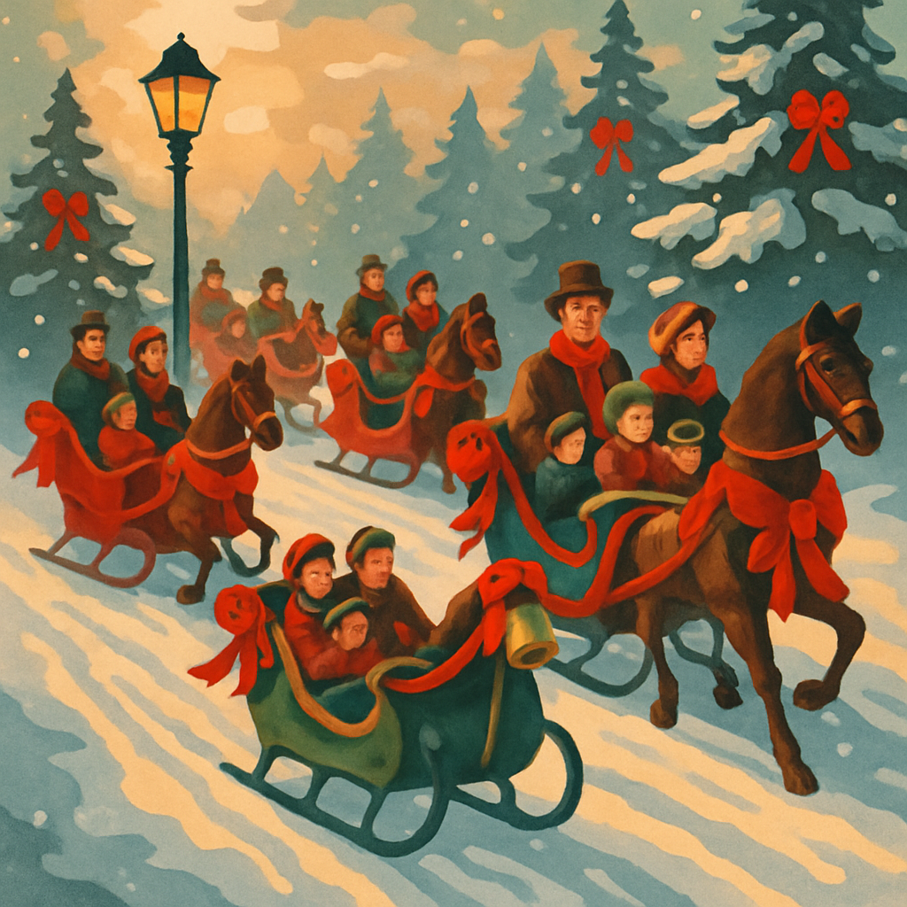 Ribboned Sleigh Parade paint by number