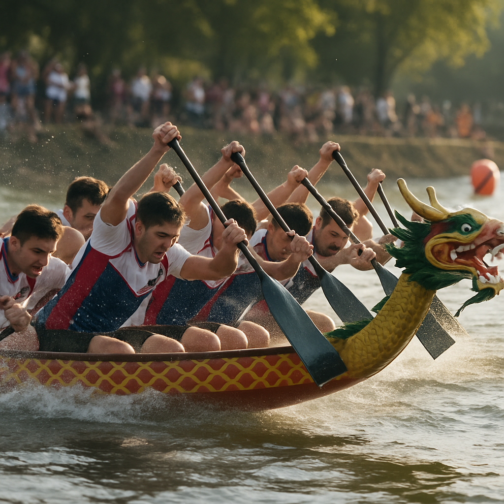 Dragon Boat Race Riverside Competition paint by number