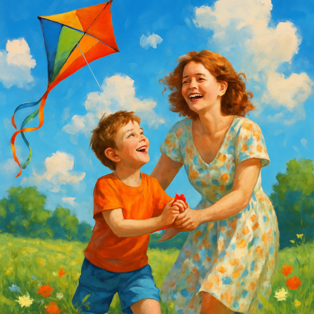 Kite Flying With Mom DIY paint by numbers
