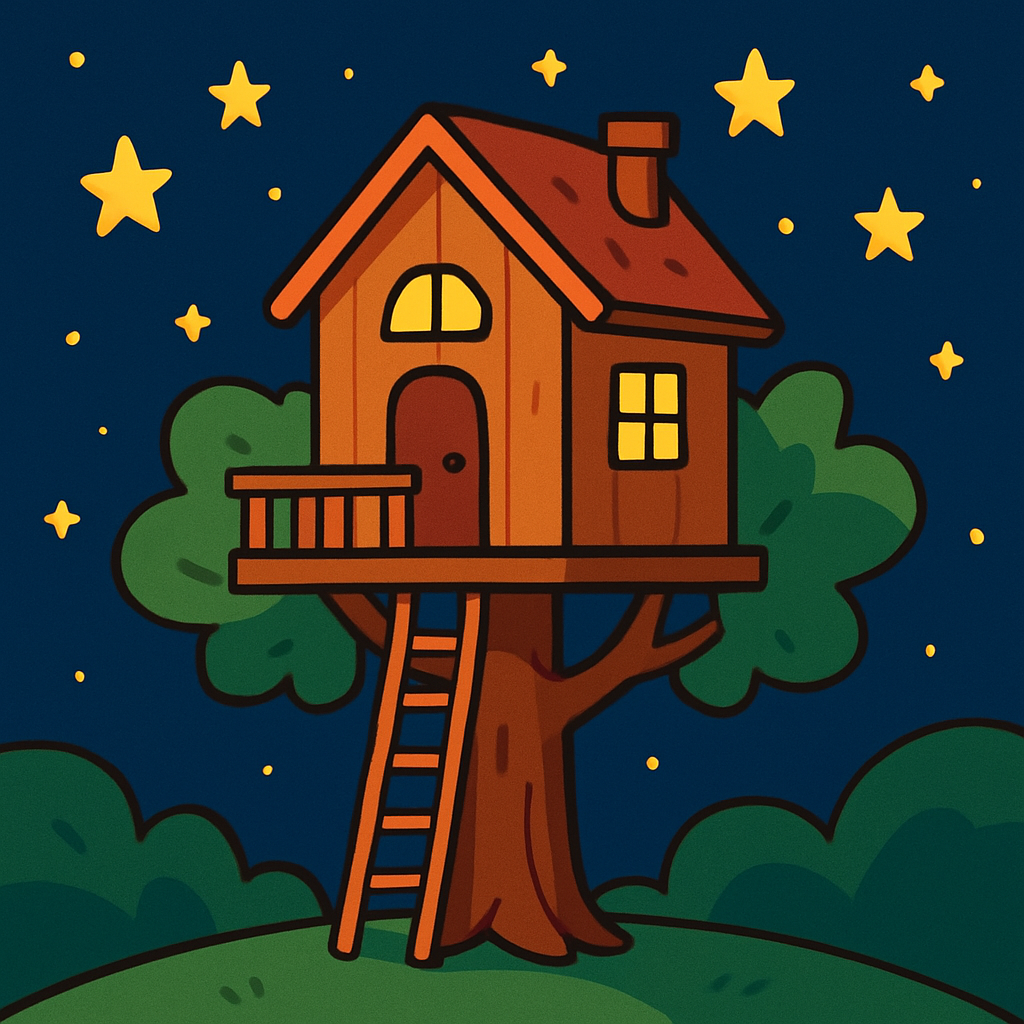 Magical Starry Night Treehouse Numbered painting kits