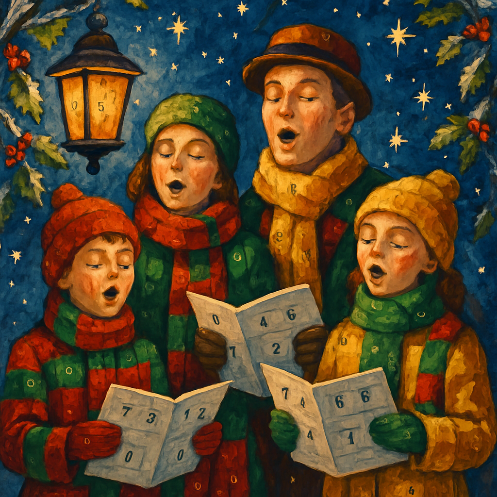 Starlit Carolers’ Chorus Number painting
