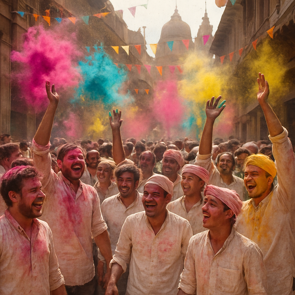 Holi Festival Celebration In Mathura Streets Painting by numbers kit
