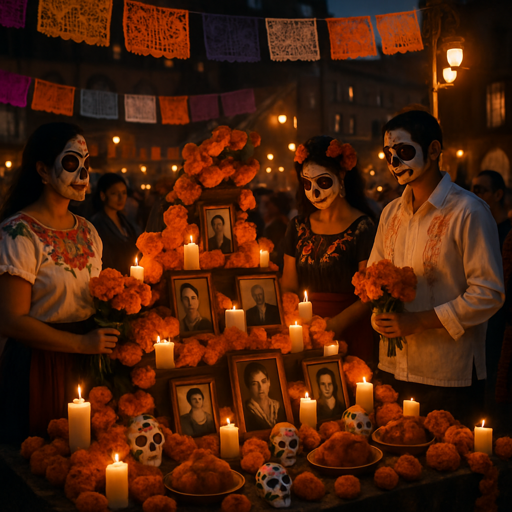 Día De Muertos Celebration In Mexico City Plaza paint by numbers
