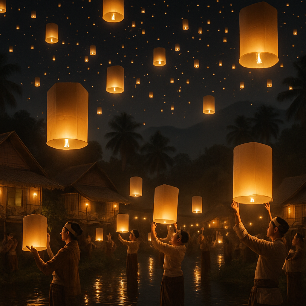 Lantern Release Ceremony At Yi Peng Festival Thailand paint by numbers