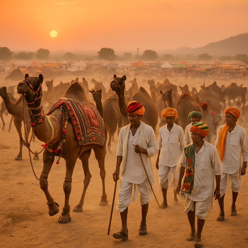 The Pushkar Camel Fair At Sunset In Rajasthan Paint by numbers kits
