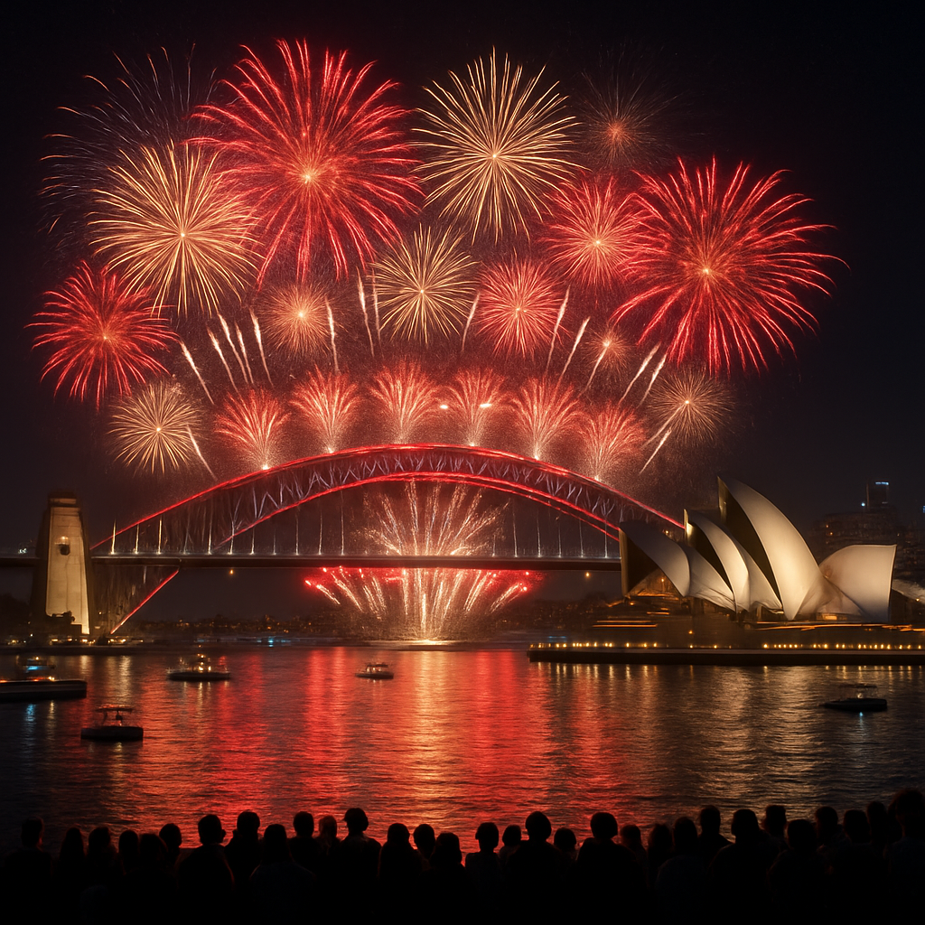 Sydney New Year’s Eve Fireworks Over Harbour Bridge Number painting