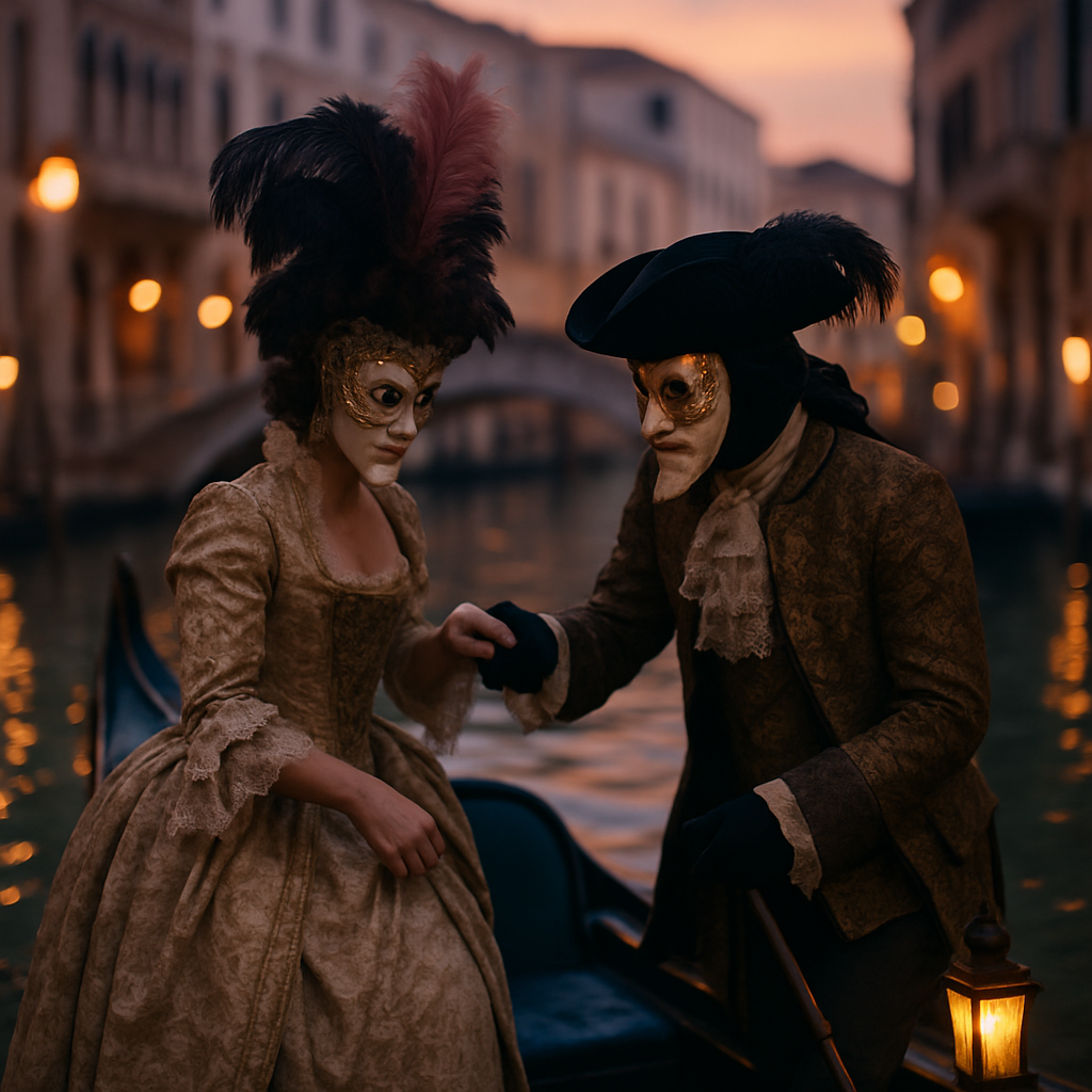 Venice Carnevale Masked Gondola paint by number