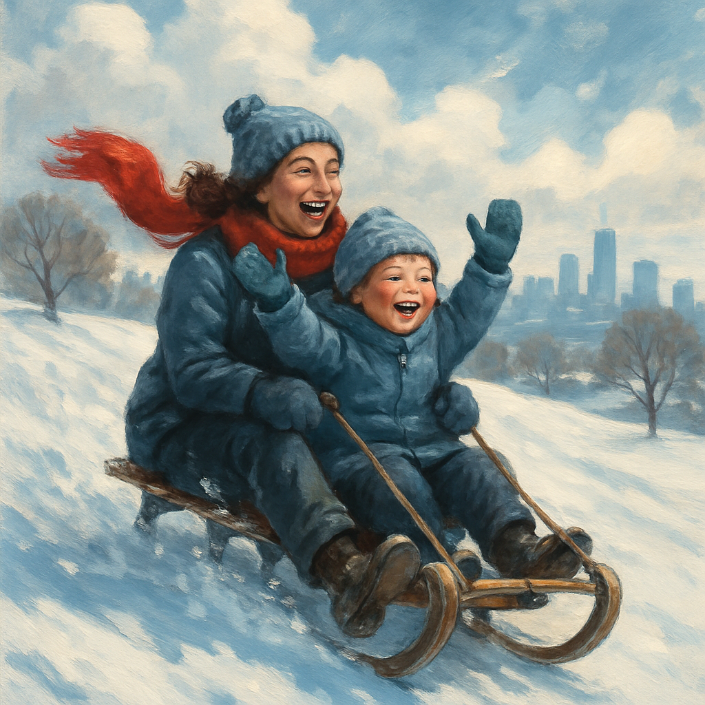Snowy Sled Victory Laugh painting number kit
